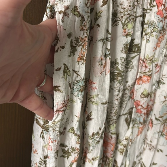 Frye Button Down Floral Tank Folk Garden Fairy Midi Dress Size Large Pockets - Picture 7 of 9